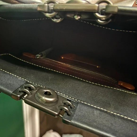 Coach Woven Leather Tote - Picture 4 of 5